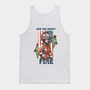 Firefighter woman USA flag funny sarcastic quote Tank Top